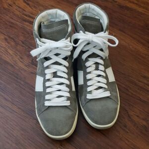 Saint Laurent Gray Suede Hightop Sneakers Size 37 Edgy Streetwear Chic Feminine